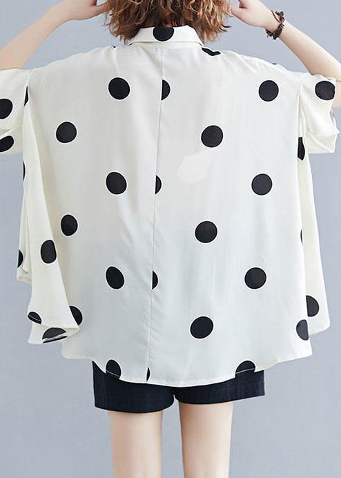 Organic lapel Ruffles box top Christmas Gifts nude dotted blouse