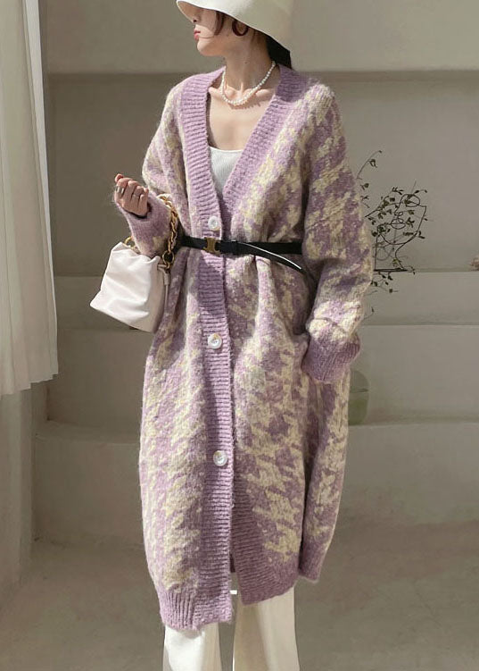Plus Size Vintage Purple cozy Knit Cardigan Spring