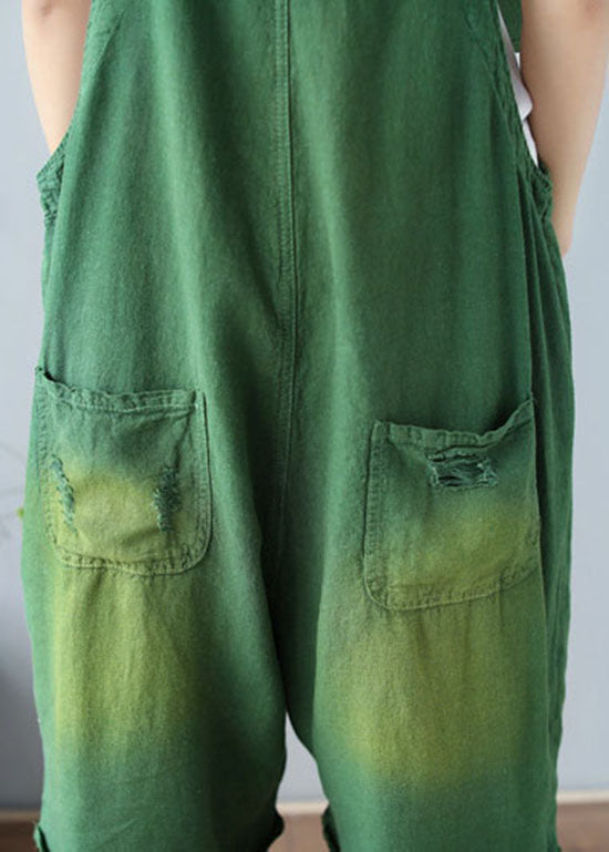 Plus size Green pocket hot pants Jumpsuit Summer
