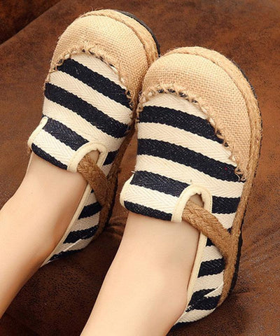 Red Striped Patchwork Flat Feet Shoes