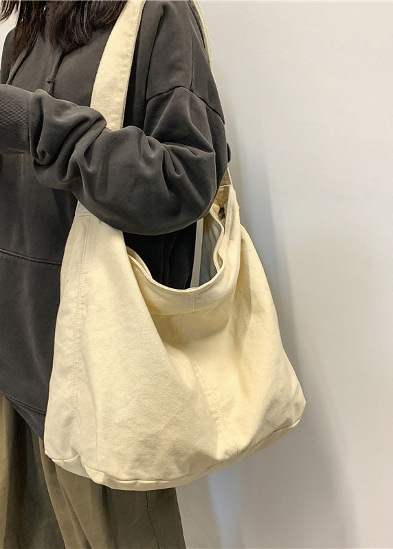 Retro White Large Capacity Canvas Satchel Handbag