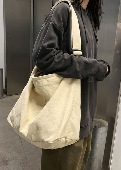 Retro White Large Capacity Canvas Satchel Handbag