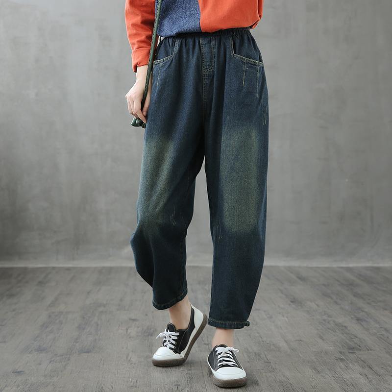 Retro jeans loose high waist long pants new casual cropped pants