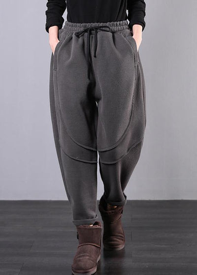 Simple gray women pants plus size clothing elastic waist drawstring Photography trousers