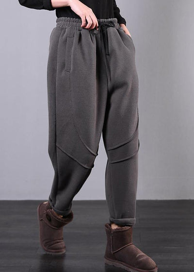 Simple gray women pants plus size clothing elastic waist drawstring Photography trousers