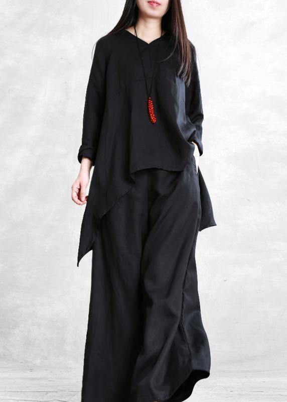 Spring 2021 Tencel suit black large size irregular ladies casual two pieces