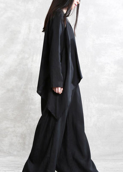 Spring 2021 Tencel suit black large size irregular ladies casual two pieces