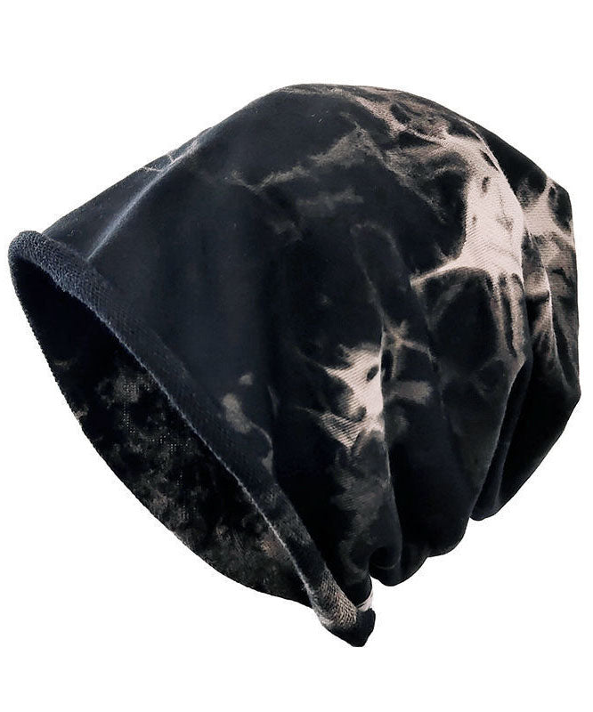 Stylish Black Tie Dye Print Cotton Bonnie Hat
