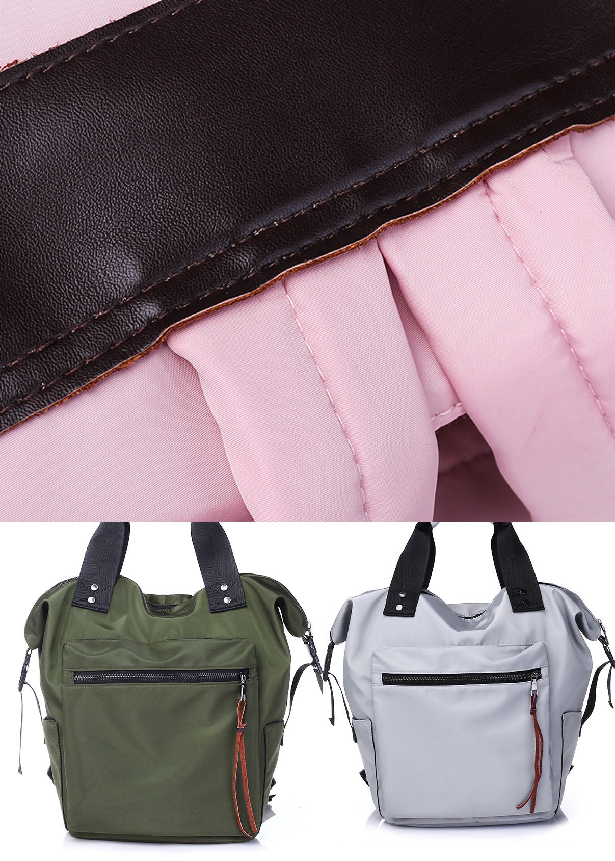 Stylish Navy Zipper Shoulder Bag Cotton Backpack Bag