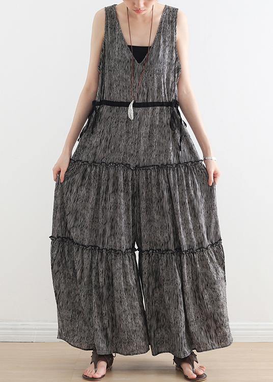 Summer Casual Multi-Layer V-neck Strap Pants With Jumpsuits