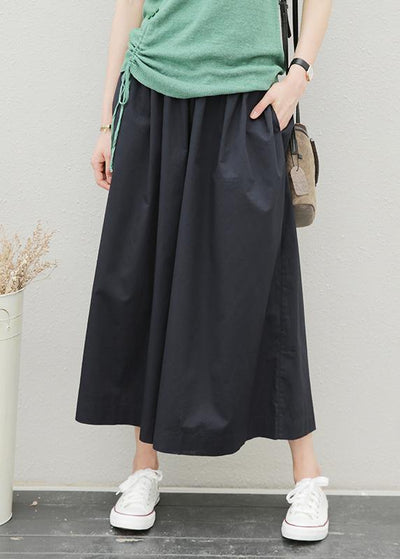Summer women's new elastic waist fat legs large size black nine-point pants skirt
