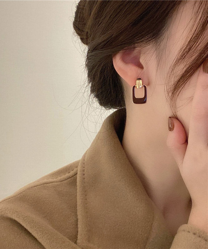 Unique Chocolate Alloy Square Stud Earrings