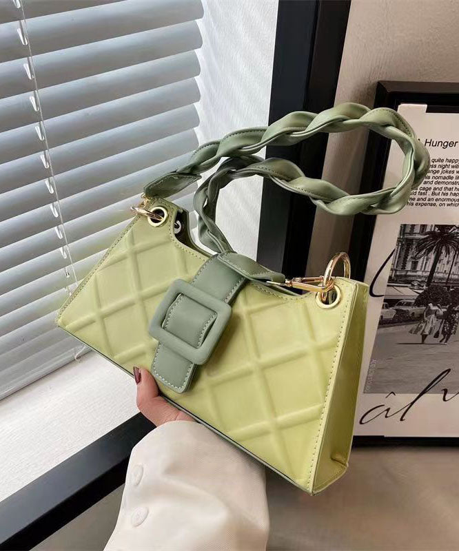 Unique Green Faux Leather Zip Up Patchwork Buckle Messenger Bag