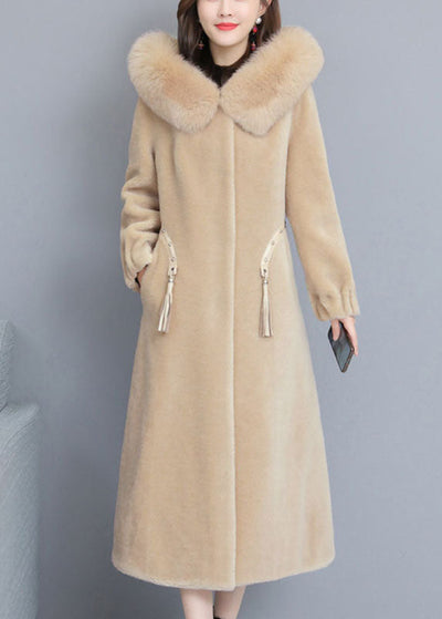 Vintage Beige fashion Nail bead Thick Winter Long sleeve parka