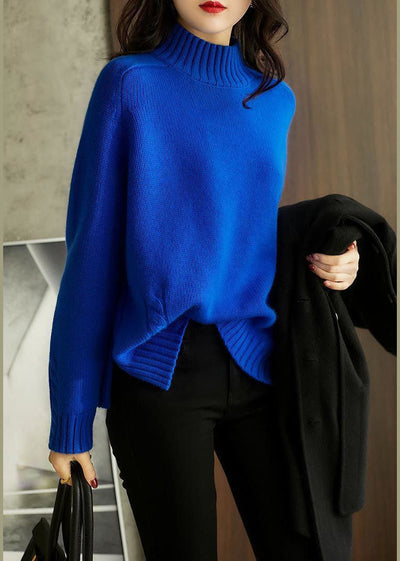 Vintage Blue side open slim fit Wool Fall Knit sweaters