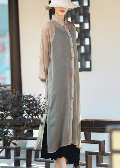 Vintage Khaki UPF 50+ Tulle Long Cardigan Long Sleeve