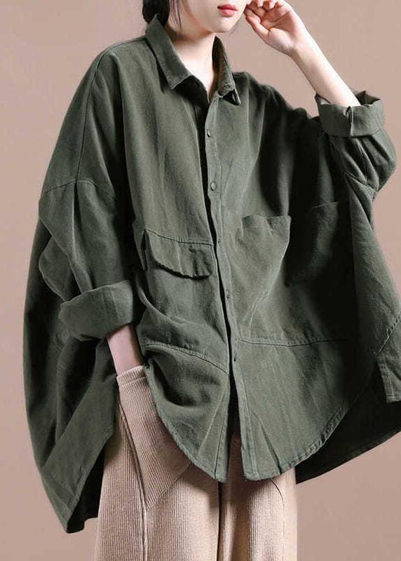 Women Batwing Sleeve Green Coat Fashion Spring Outfit