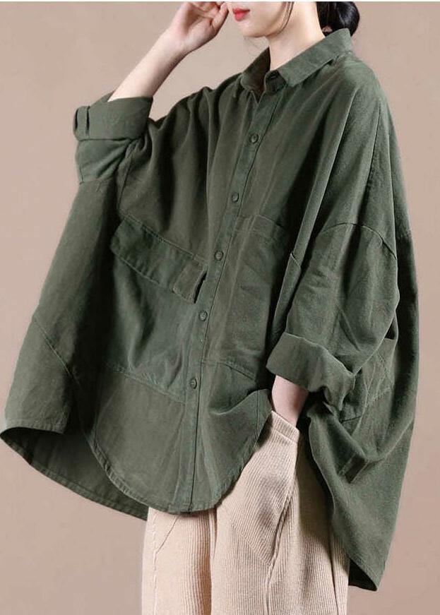 Women Batwing Sleeve Green Coat Fashion Spring Outfit