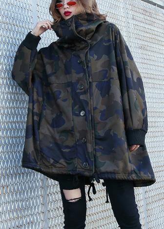 Women camouflage fine Coats Photography high neck Button Down fall coats