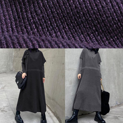 Women's winter fashion loose sweater vest skirt bottoming shirt two piece suit purple skirt