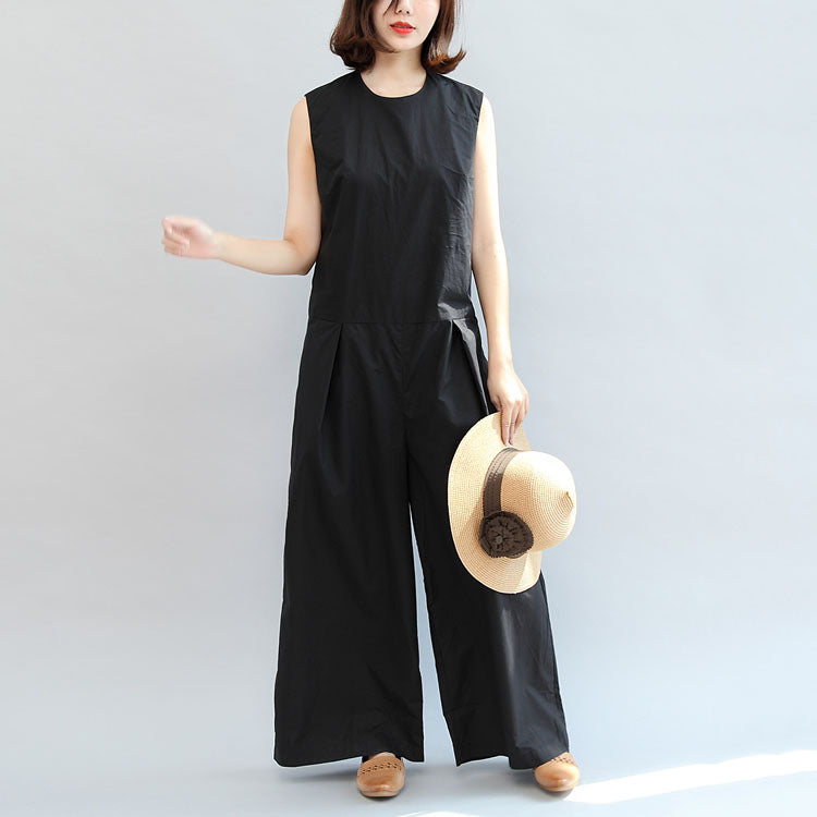 black stylish linen pants casual  sleeveless tops and loose jumpsuit pants