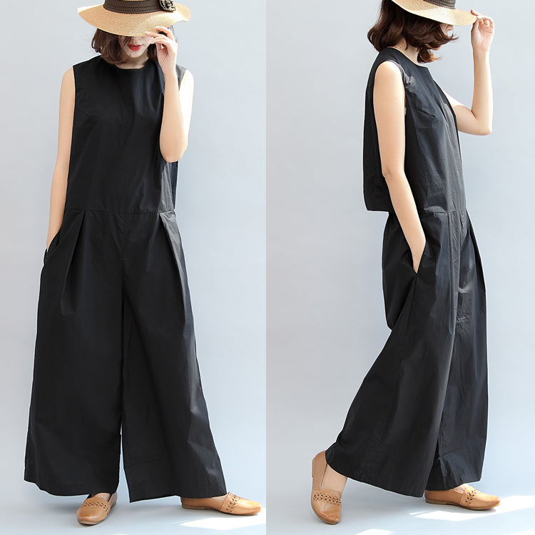 black stylish linen pants casual  sleeveless tops and loose jumpsuit pants