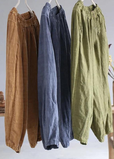 diy linen clothes For Women Korea Pure Color Retro Soft Comfortable Loose Bloomers