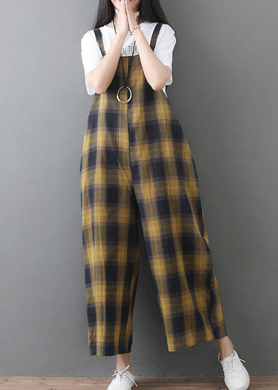 stylish cotton casual wild sleeveless jumpsuit crop pants