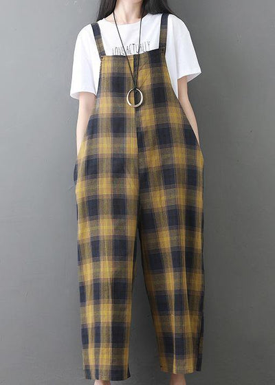 stylish cotton casual wild sleeveless jumpsuit crop pants