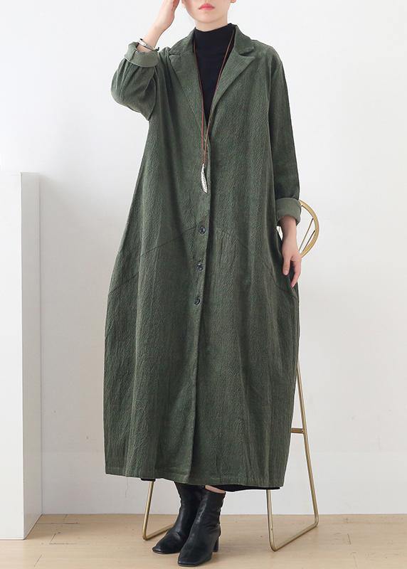suit collar Fashion striped outfit green loose outwears