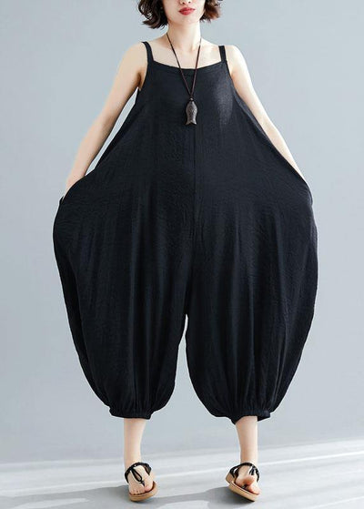 summer new plus size cotton women jumpsuit pants high waist casual carpenter crop pants