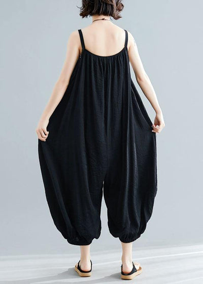 summer new plus size cotton women jumpsuit pants high waist casual carpenter crop pants