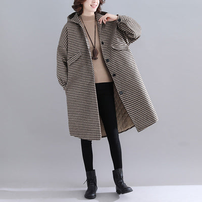 thick plaid womens parkas trendy plus size hooded warm winter coat Luxury long sleeve winter coats
