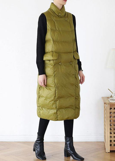 thick yellow green casual outfit casual down jacket stand collar sleeveless winter outwear