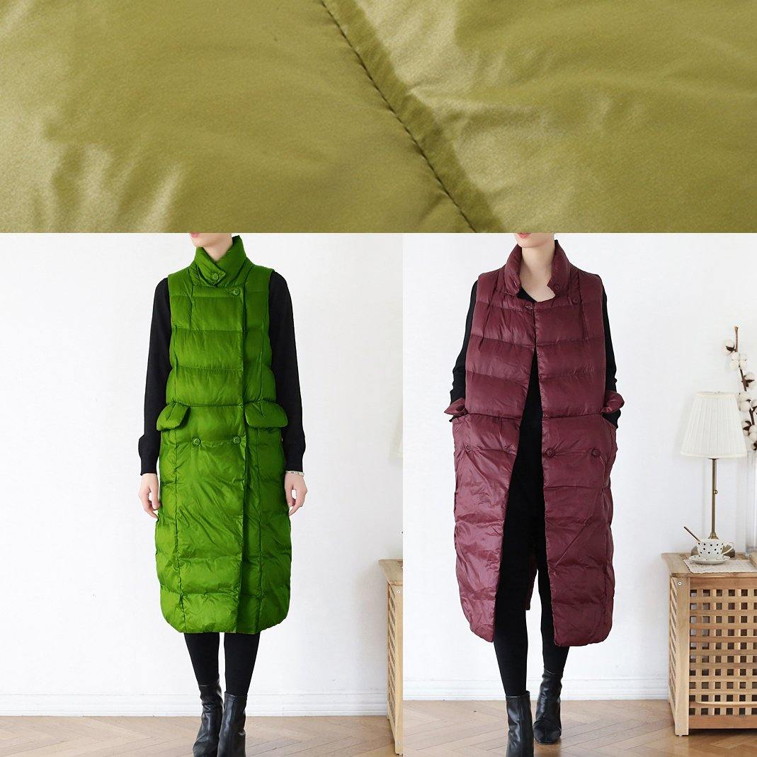 thick yellow green casual outfit casual down jacket stand collar sleeveless winter outwear