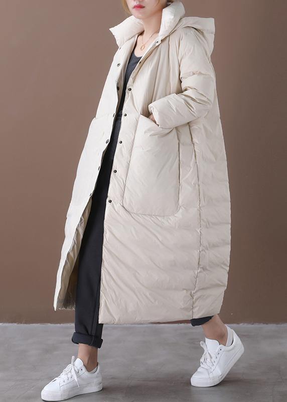 women oversize winter coats beige hooded pockets warm winter coat