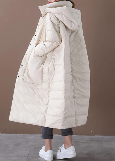 women oversize winter coats beige hooded pockets warm winter coat